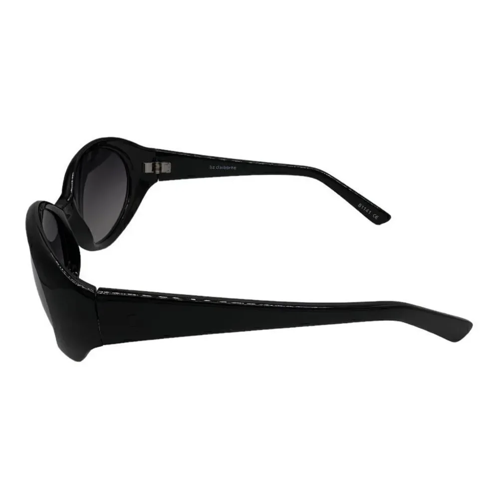 Liz Claiborne black plastic frame oval sunglasses 81141